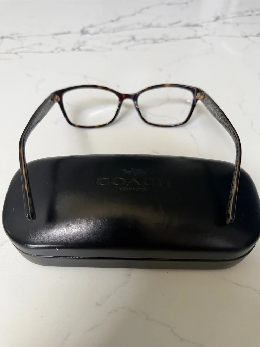 Coach Brown Logo-Pattern Rectangular Eyeglass Frames- HC6065 5291